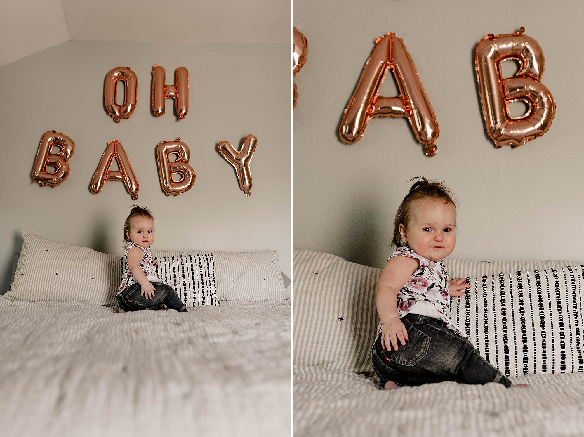 family in cozy in home session pregnancy announcement