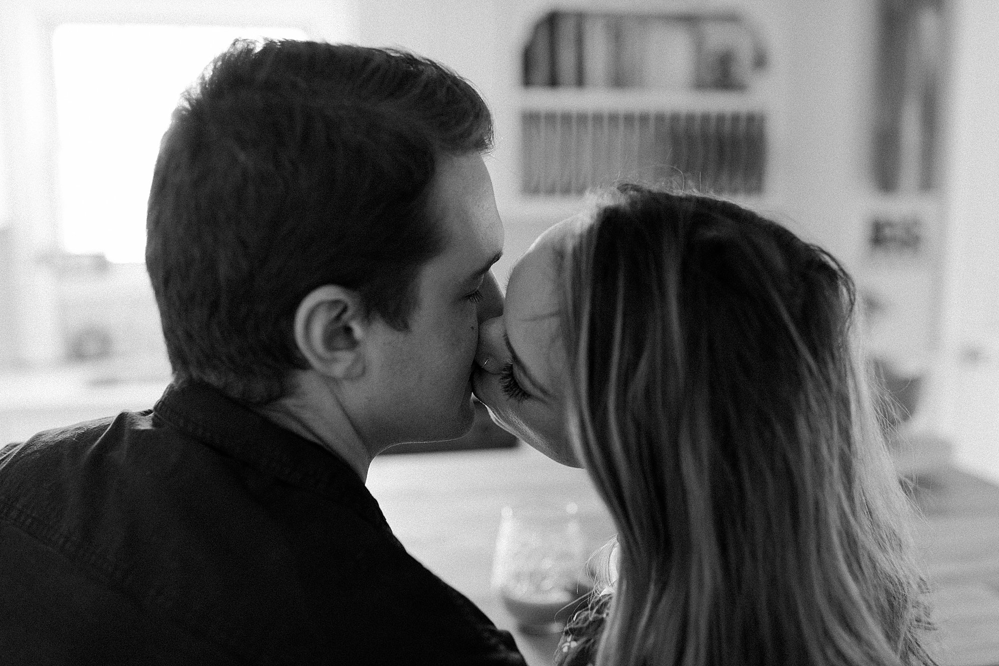 husband and wife at in home session